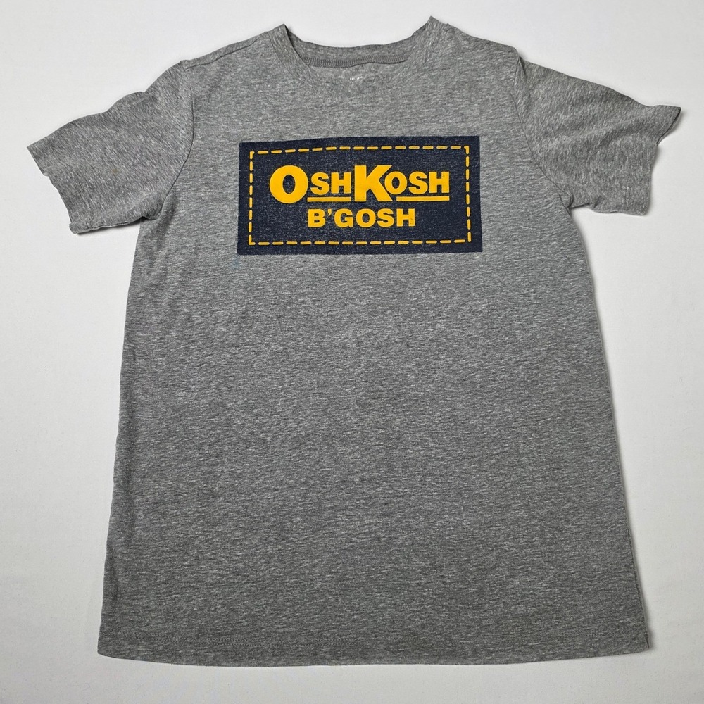 OshKosh Bgosh Graphic T-Shirt Boys Size 8 Gray Short Sleeve Logo Tee